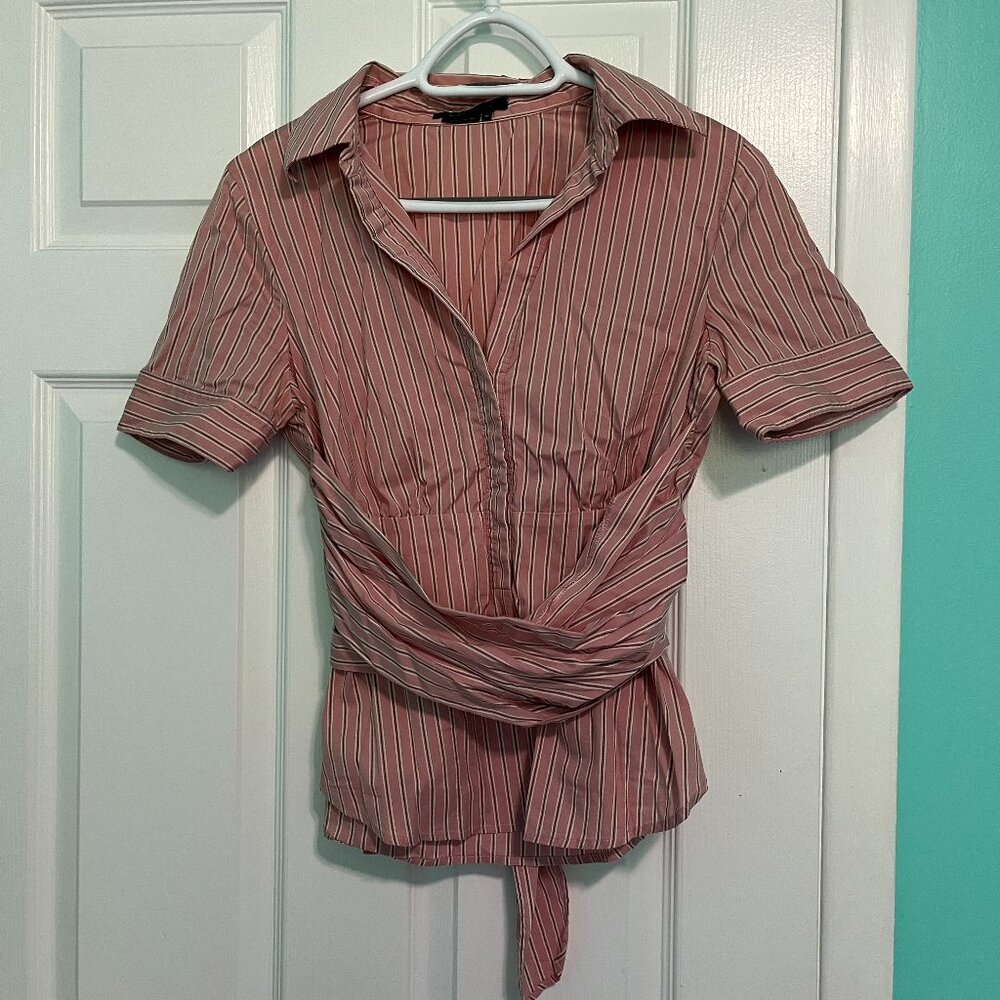BCBGMaxazria Pink pinstripe button down blouse